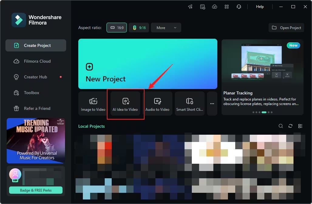 find ai idea to video feature