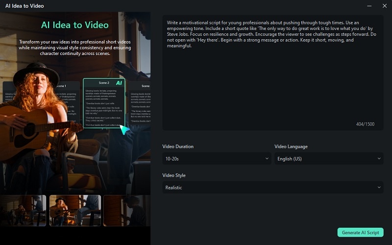 launch filmora ai idea to video