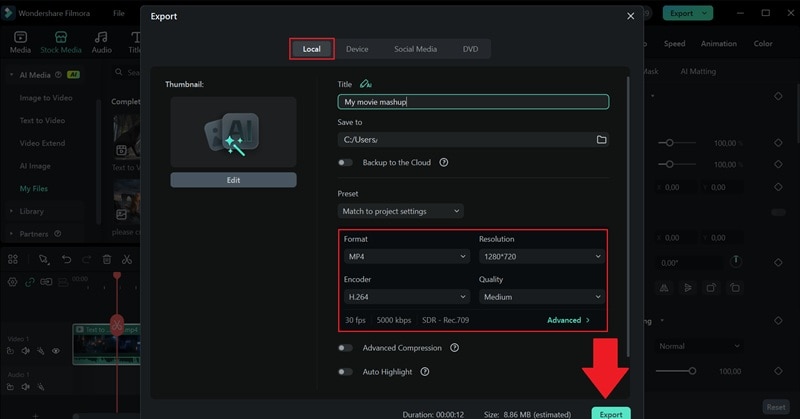 exporter et enregistrer la vidéo