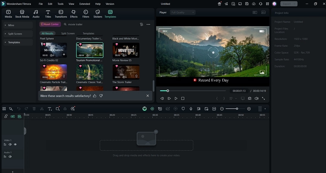 filmora editing interface
