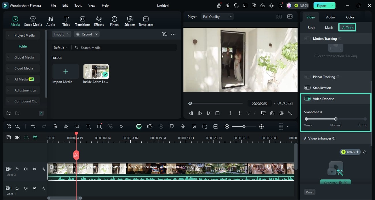 apply vide denoise feature to video