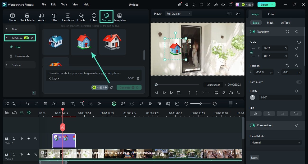 use ai stickers of filmora