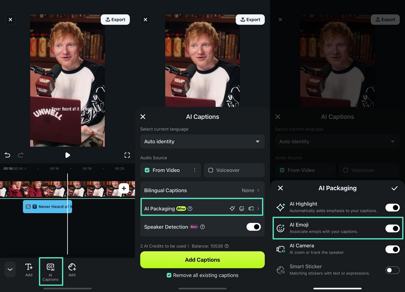 add ai captions to video