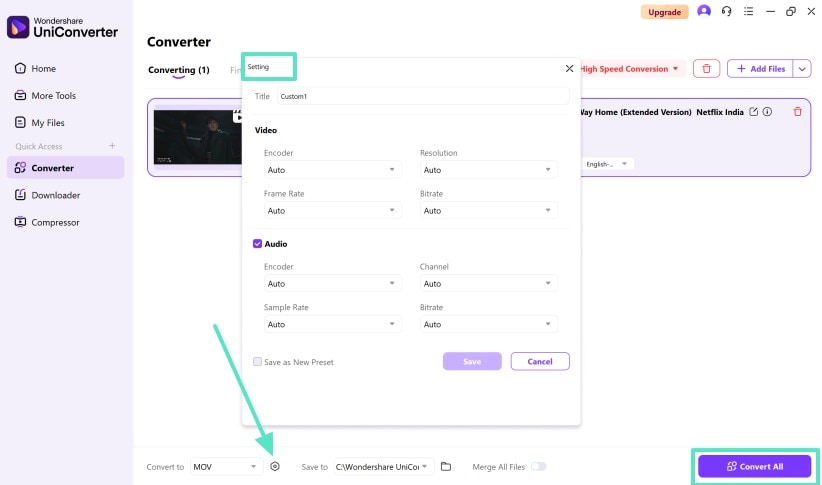 set settings and hit convert all