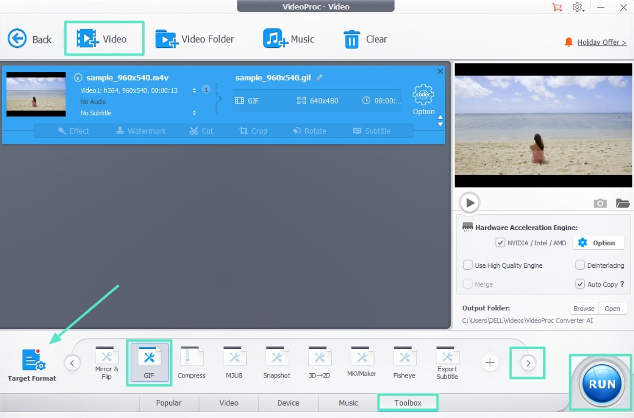 add video and convert gif