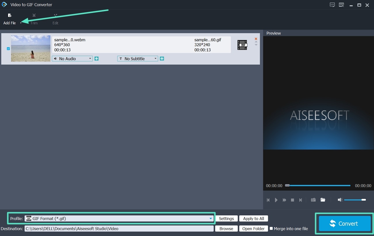 add files set output format gif