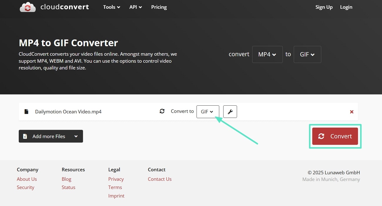 set convert to gif