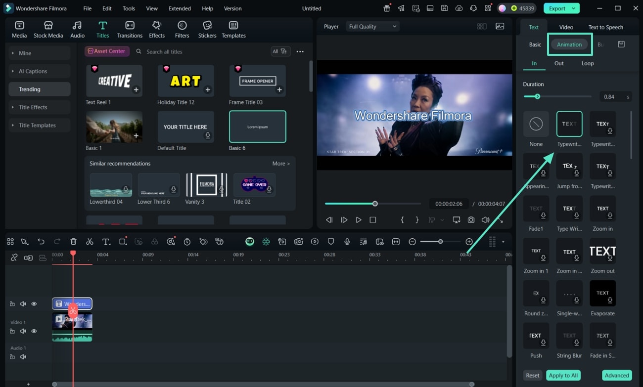 apply animations on added title