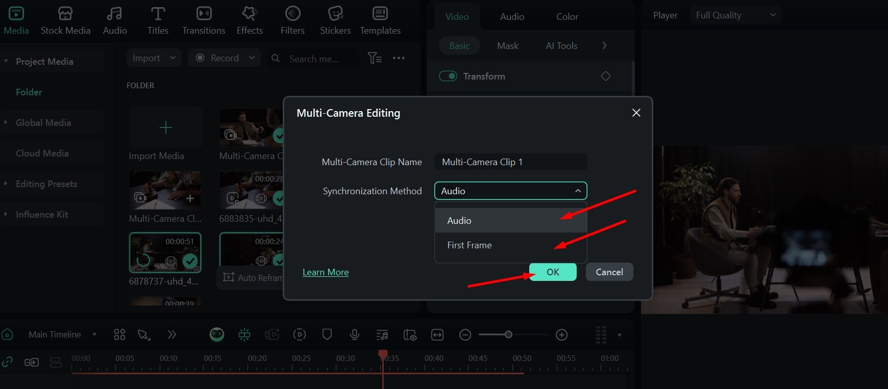 filmora synchronization method