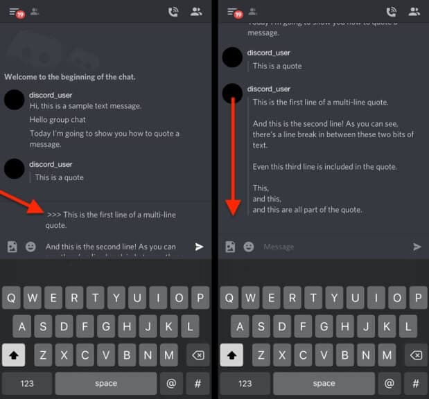 multiple quote message on Discord 
