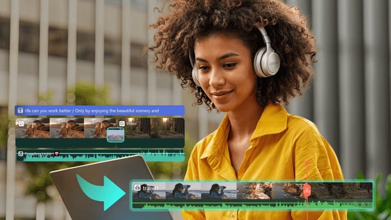 dual timeline for editing travel vlogs