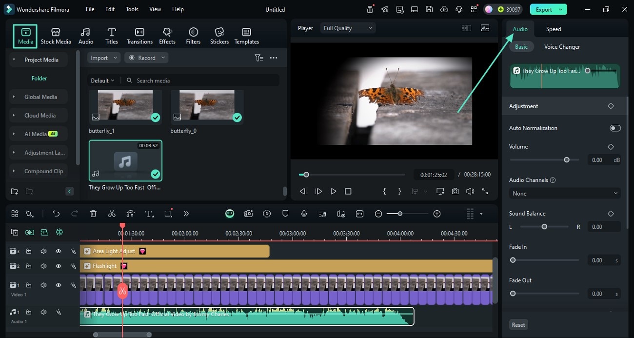 import song and set audio properties