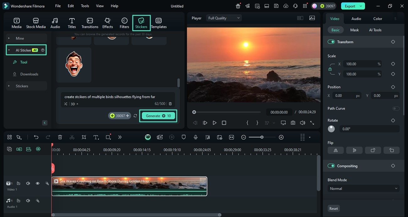 visual music video with stickers