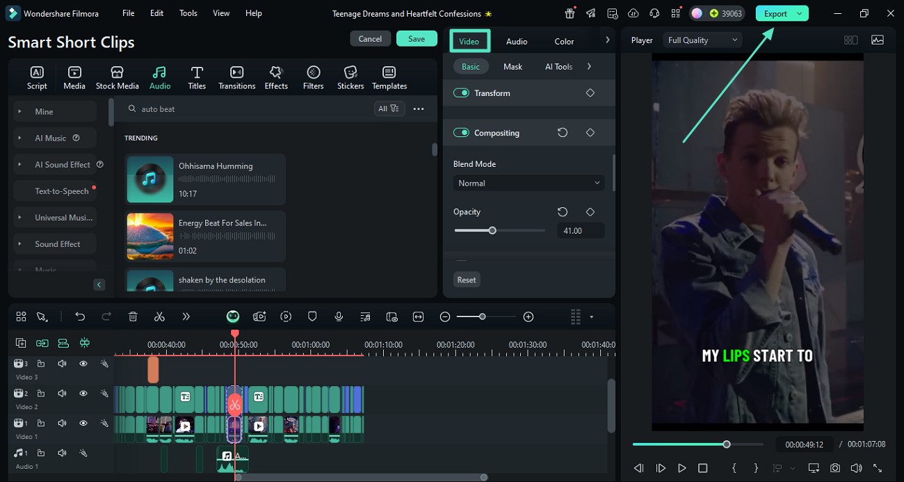 export short clips to device
