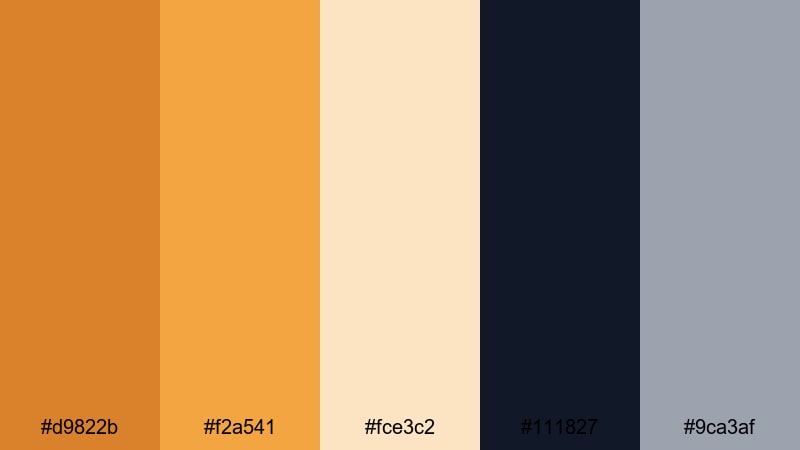 muted amber grid orange color palette with hex codes