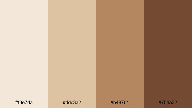 muted cafe corners pale brown color palette with hex codes