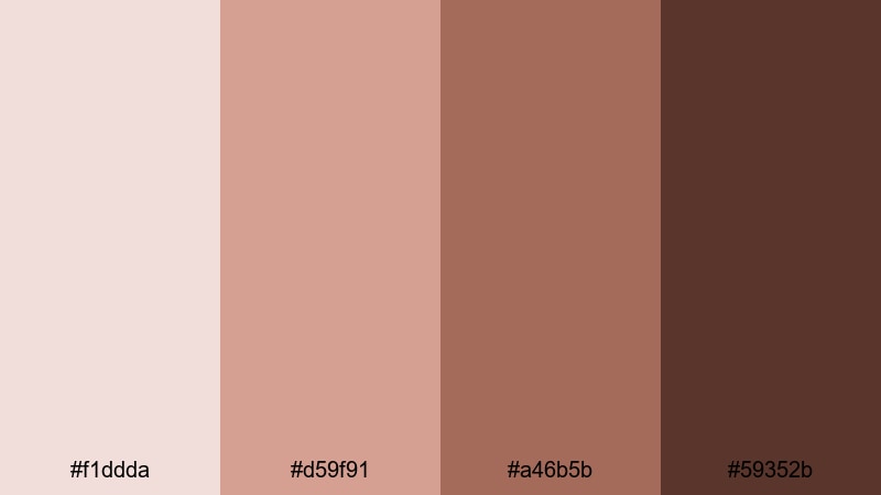 muted cocoa rose brown pink color palette with hex codes