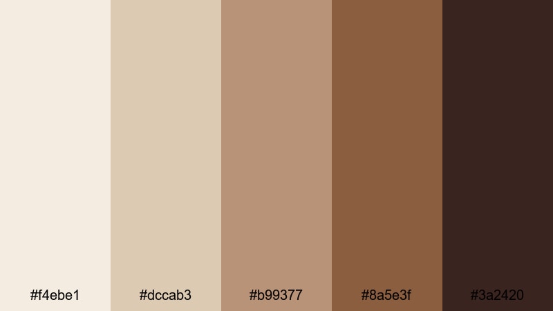 muted coffee branding cream brown color palette with hex codes