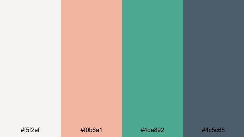 muted coral interface coral green color palette with hex codes