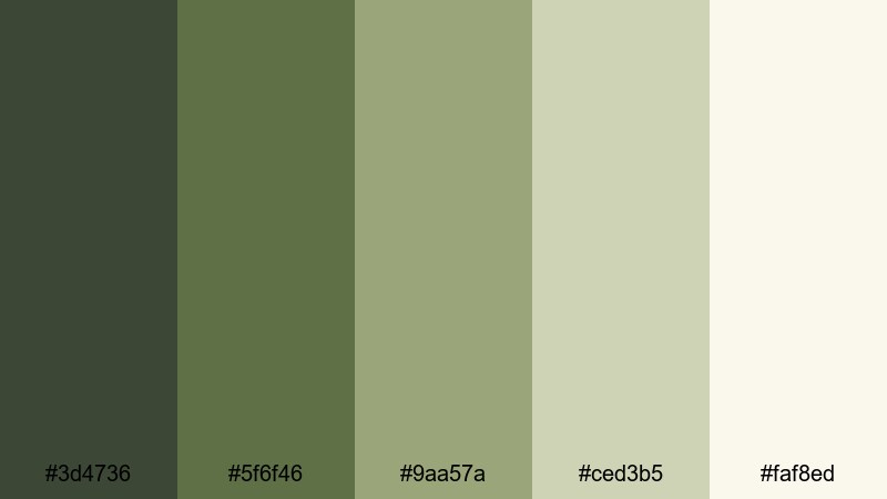 muted dashboard chic dark olive green color palette with hex codes