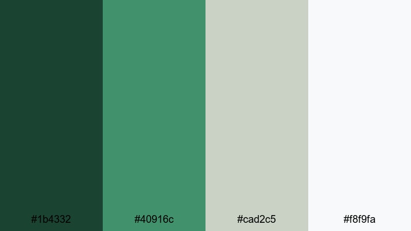 muted evergreen glow christmas color palette with hex codes