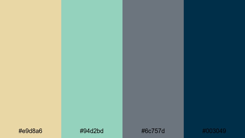 muted harbor studio gold blue green color palette with hex codes