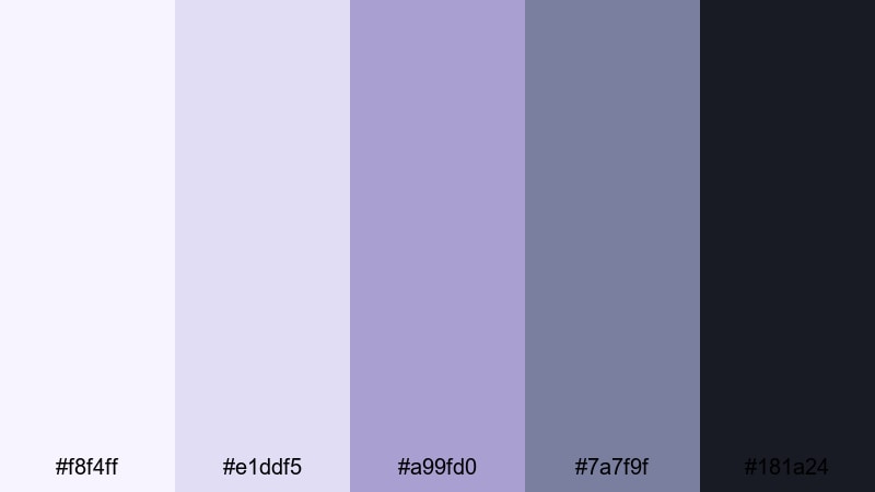 muted interface bloom purple lilac color palette with hex codes