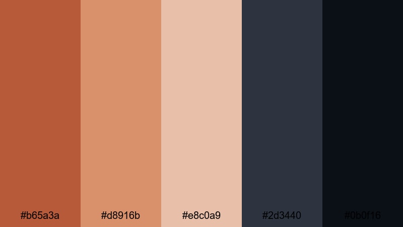 muted interface copper burnt sienna color palette with hex codes