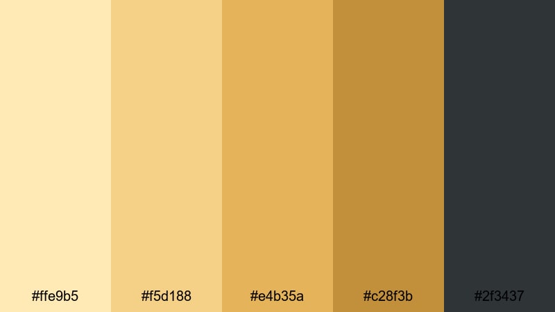 muted marigold interface yellow cream color palette with hex codes