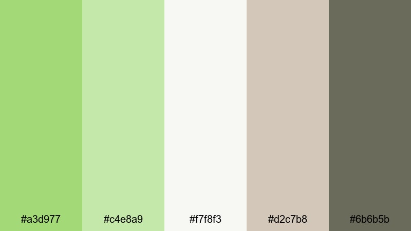 muted matcha morning chartreuse color palette with hex codes