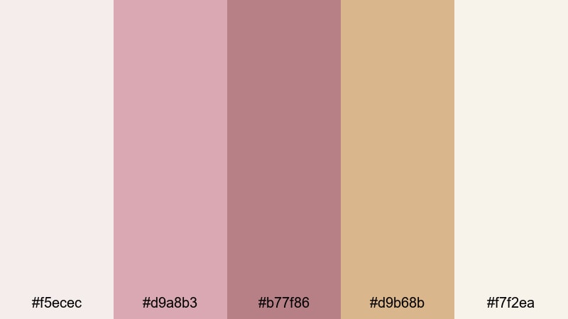 muted metal muse pink gold color palette with hex codes