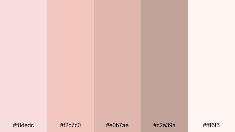 muted nude interface pale pink color palette with hex codes