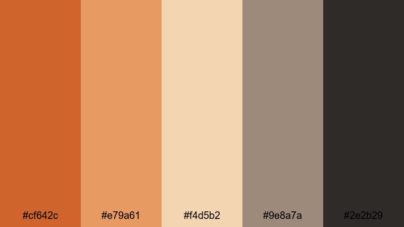 muted orchard dusk pumpkin color palette with hex codes