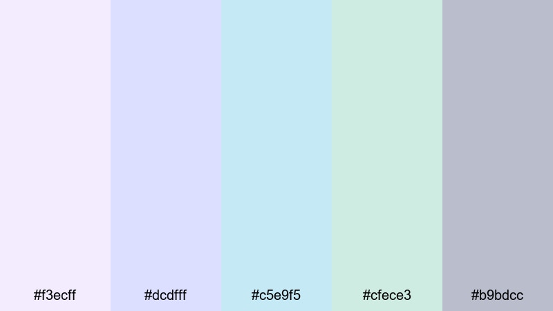 muted prism studio holographic color palette with hex codes