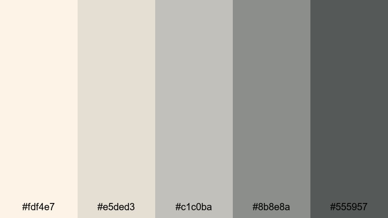muted studio glow cream color palette with hex codes