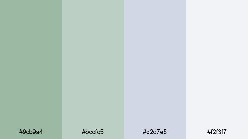 muted studio greens green lavender color palette with hex codes