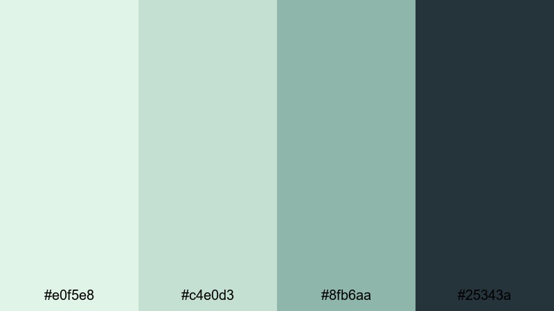 muted tech startup pale green color palette with hex codes