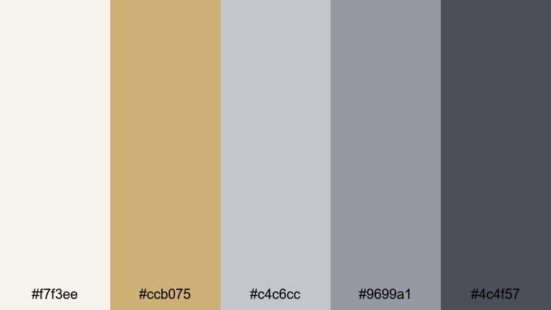 muted trophy shelf gold silver color palette with hex codes