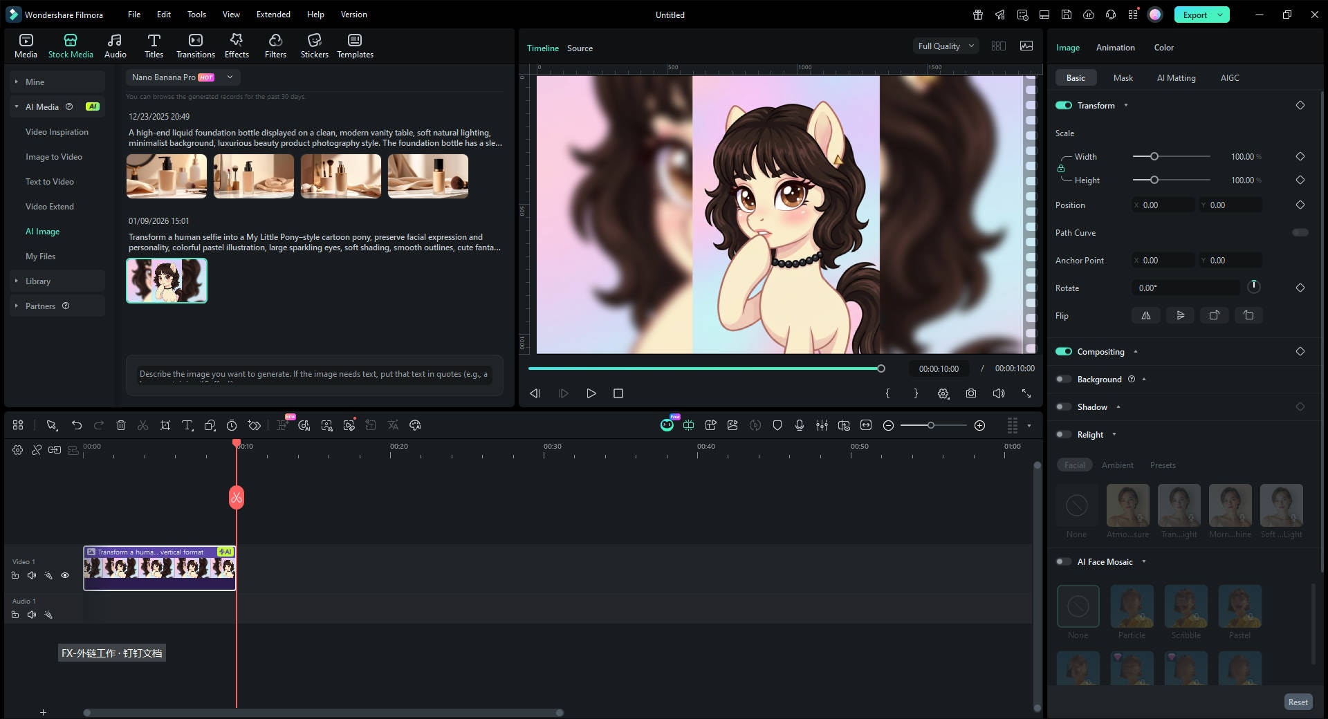 enregistrer une image IA my little pony test filter
