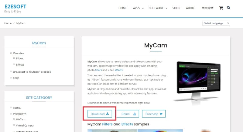 MyCam Download Schaltfläche