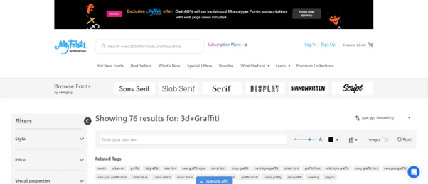 myfonts für 3D Graffiti Text