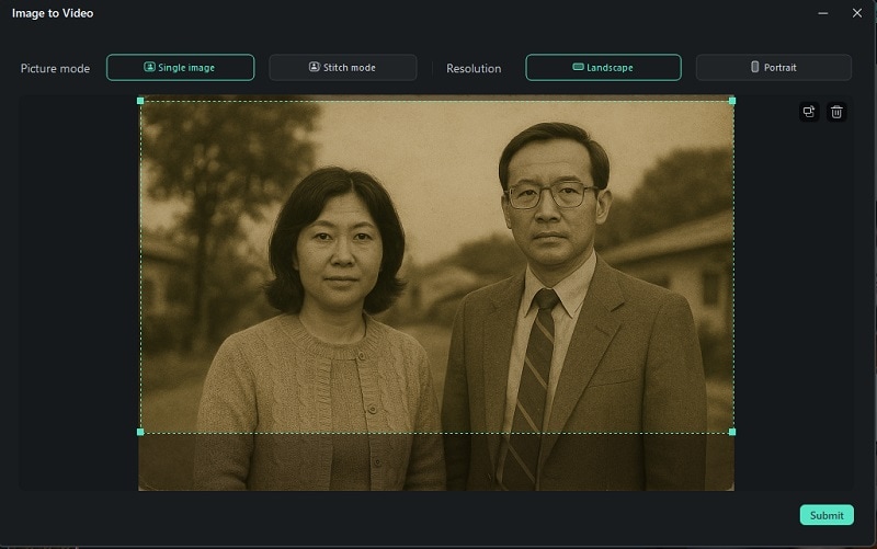 adjust the photo frame and mode