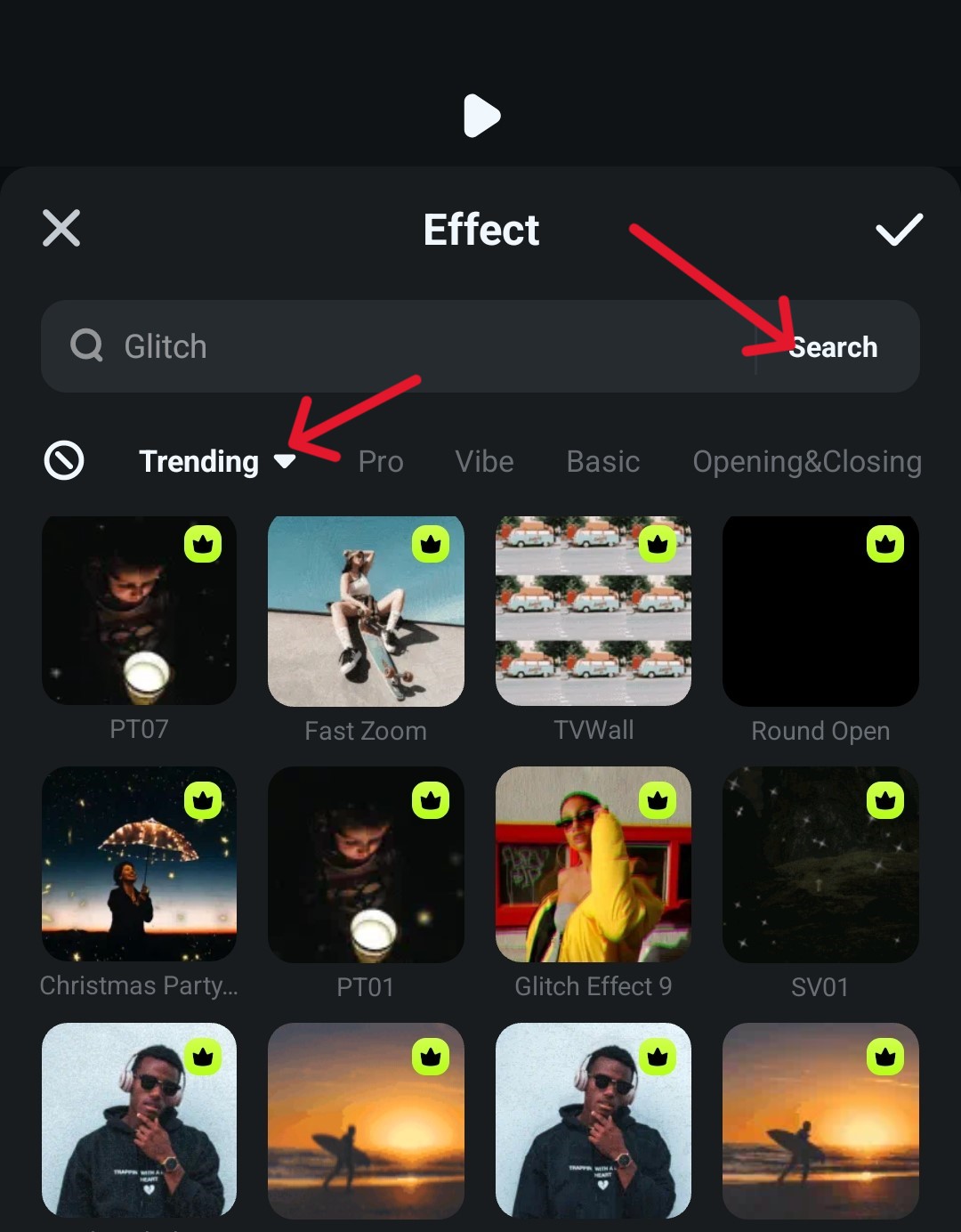 filmora mobile effect options