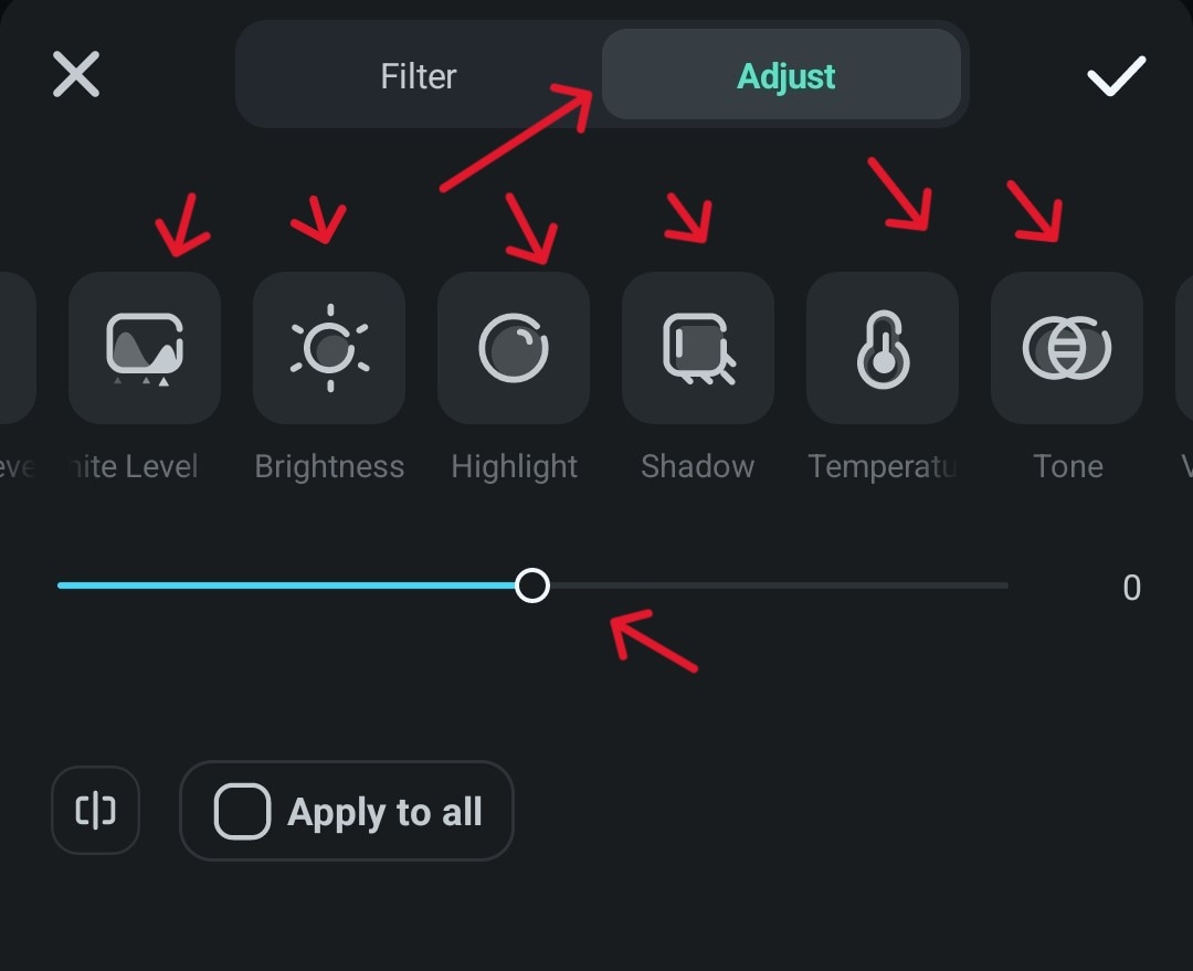filmora mobile adjust filter