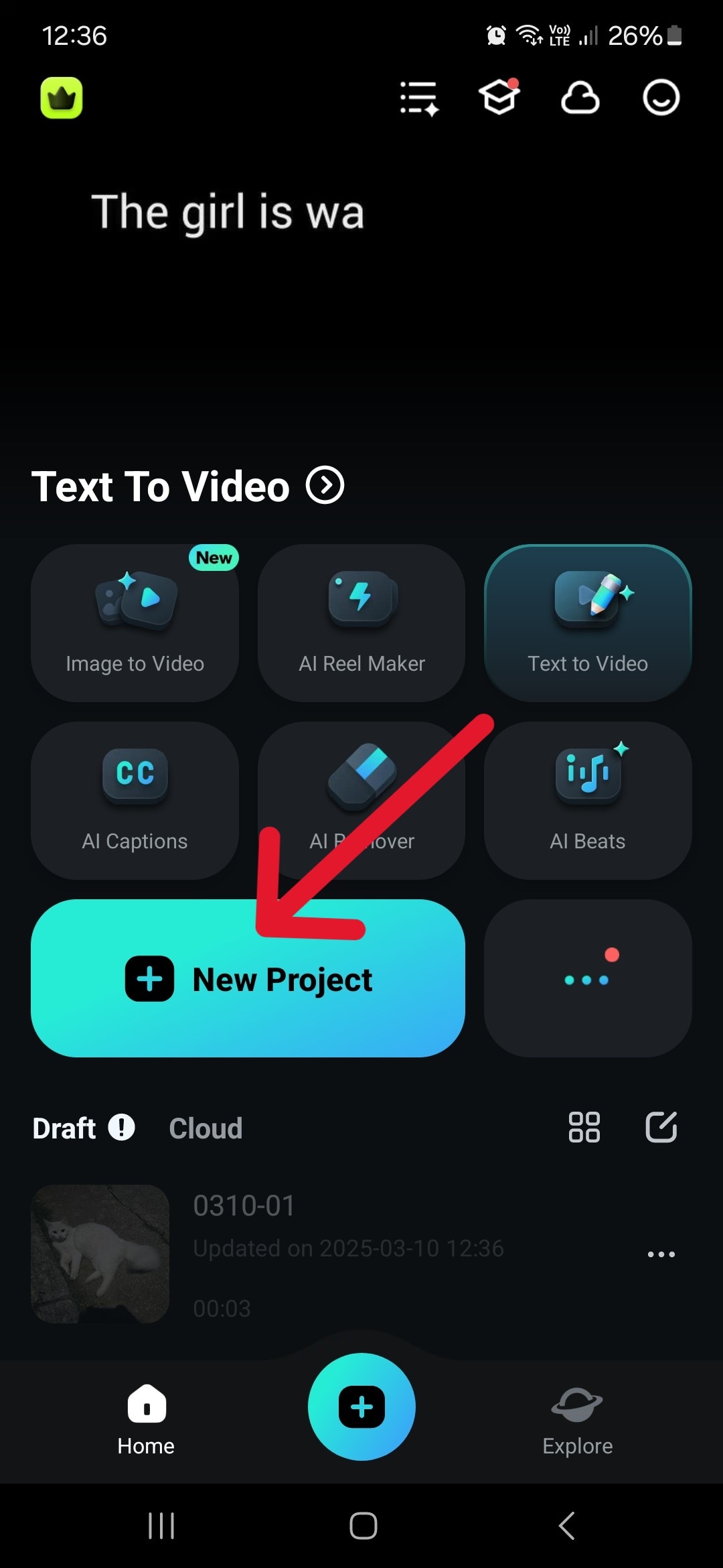 filmora mobile new project