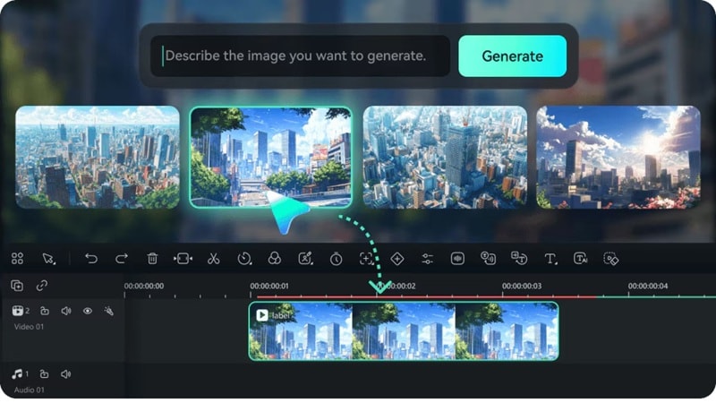 drop ai image to filmora timeline