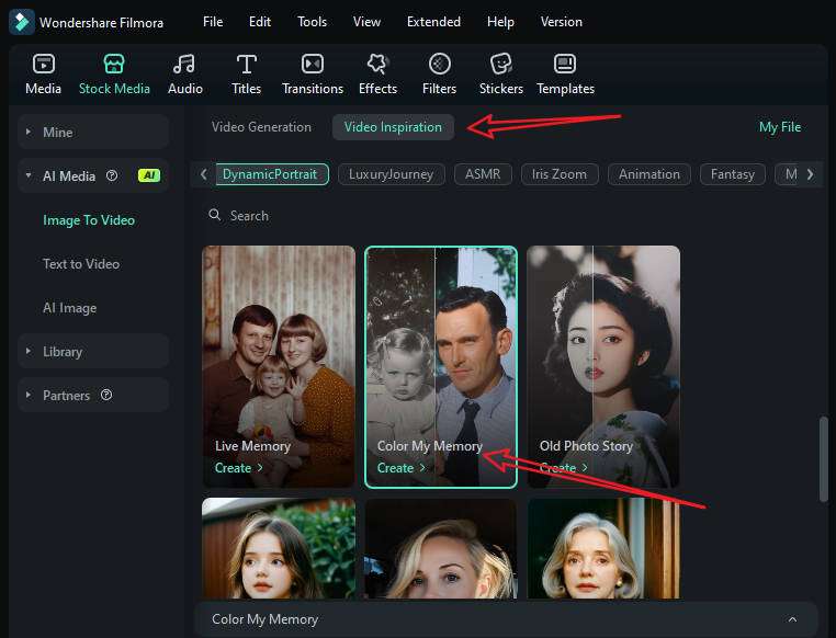 find ai image to video templates