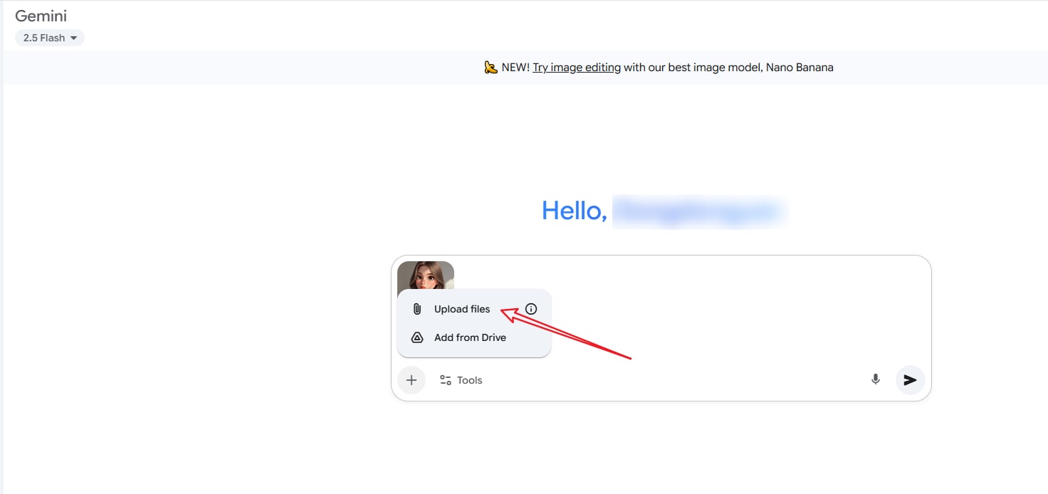 upload files in google gemini