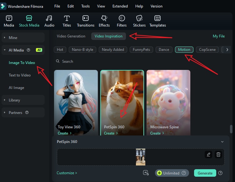 find ai image to video templates