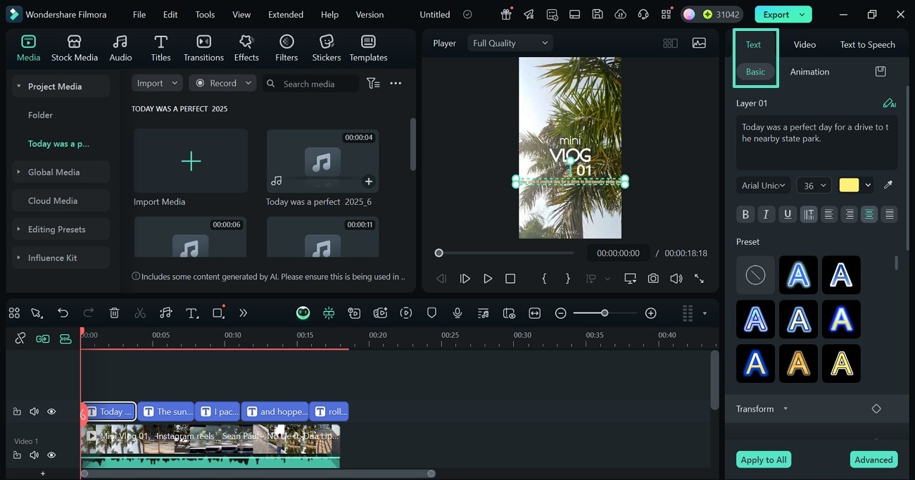 make basic text settings